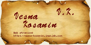 Vesna Košanin vizit kartica